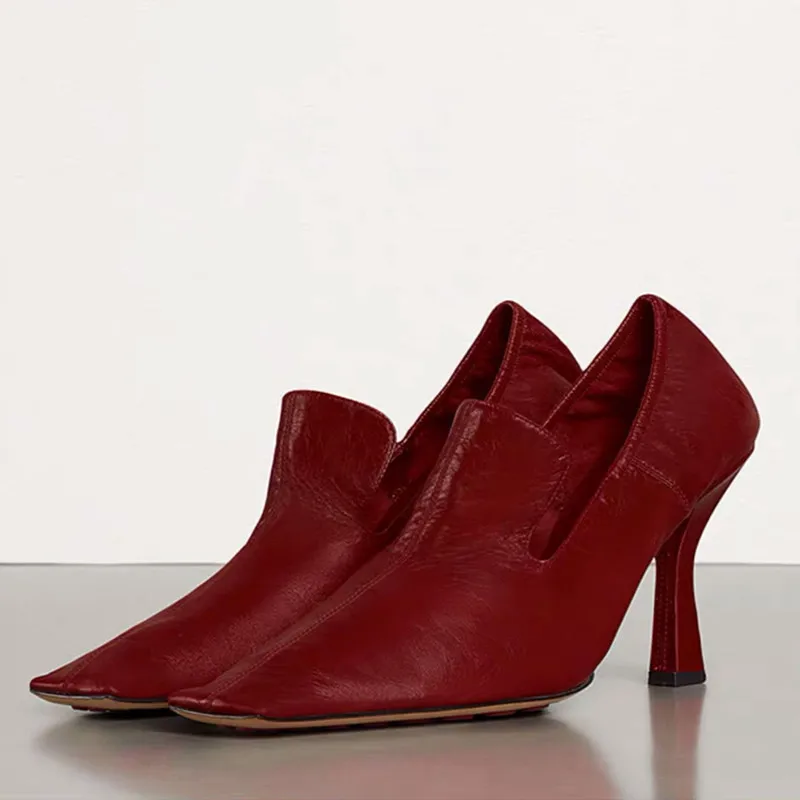 2020 New Early Spring Women Pumps Shoes Retro Fashion Square Toe High Heels Lady Shoes Elasticated Female Heel Shoes Big Size 40 (12)