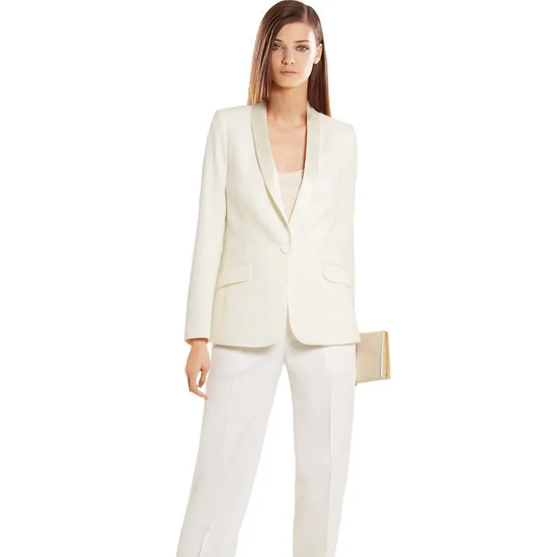 

Custom Beige Autumn Bussiness Formal Elegant Women Suit Set Blazers Pants Office Suits Ladies Pants Suits Trouser Suits Handmade