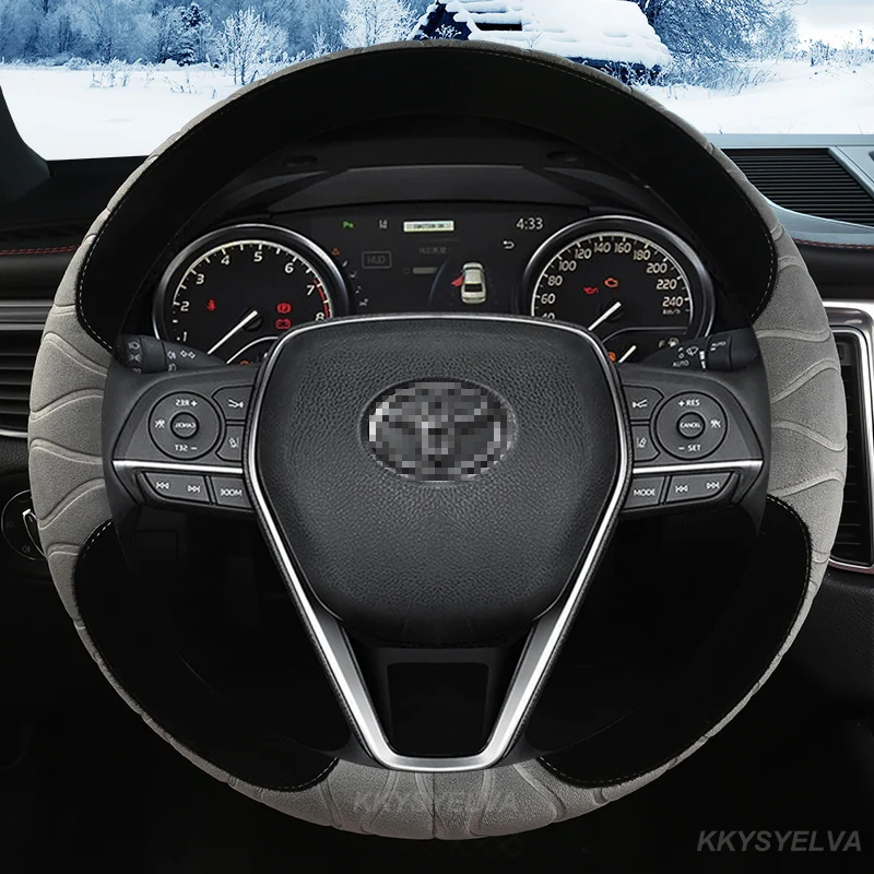 Автомобильный чехол на руль 38 см плюшевый для Toyota Camry Corolla Axio Altis Rav4 4runner C-HR Fortuner