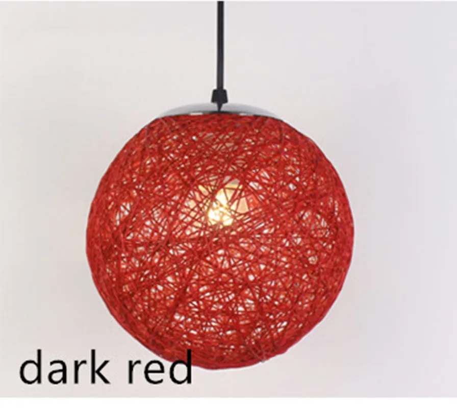 dark red Винтажный Плетеный подвесной светильник с лампочкой, столовая, гостиная, промышленный Лофт, скандинавский классический мяч для помещений, подвесной светильник E27 - Цвет корпуса: dark red