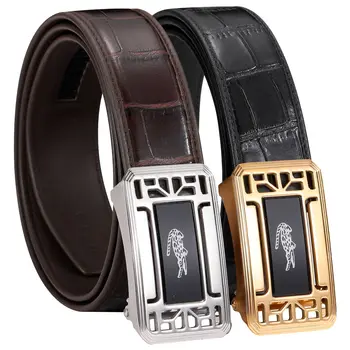 

3.4cm Stainless Steel Automatic Buckle Leather Belt Men Imitation Crocodile Pattern Header Level Cowhide Leather Belt Factory on