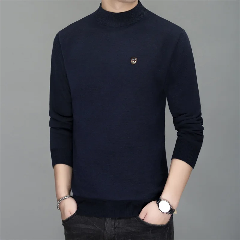 Толстый бархатный Теплый Модный брендовый свитер мужские пуловеры облегающие вязаные Джемперы Осенняя повседневная мужская одежда в Корейском стиле