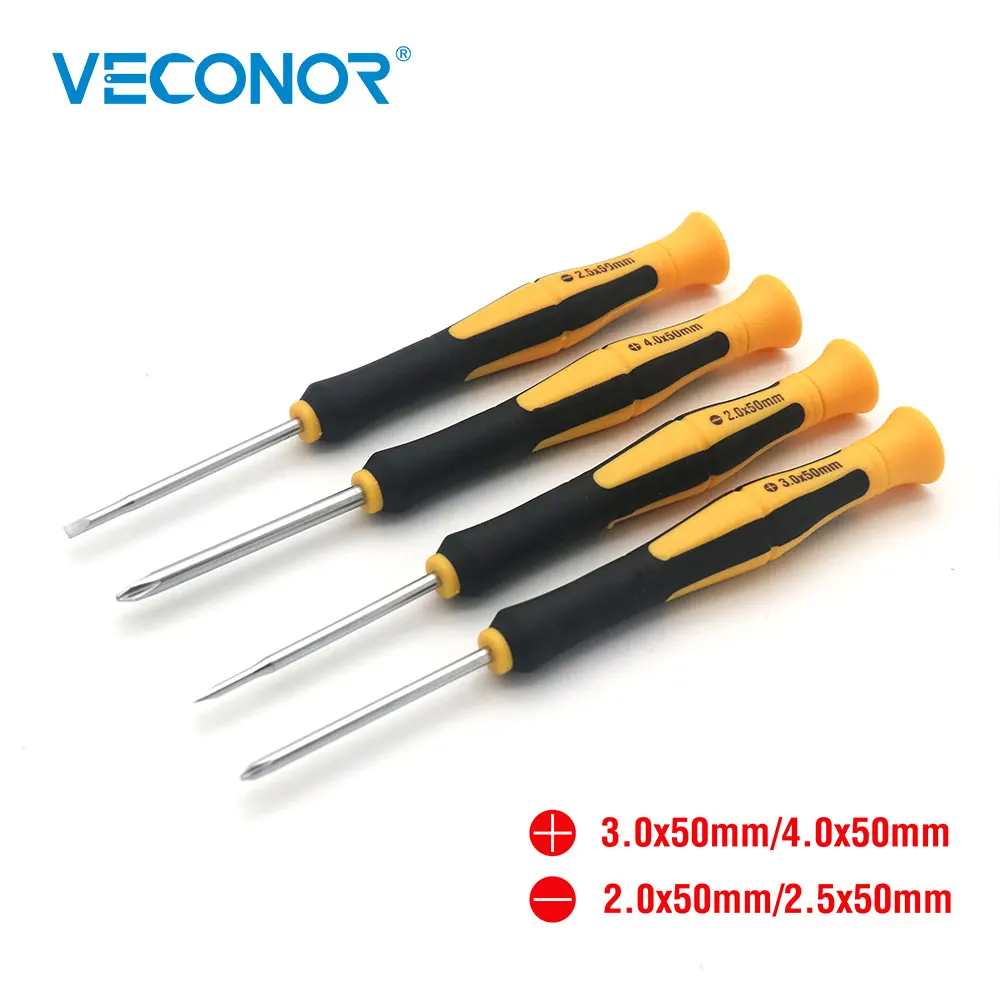 

Veconor 4PCS Precision Screwdriver Set Cross Head Flat Head Phillips Slot Type Screwdriving Tool Computer Phone Repair Tool