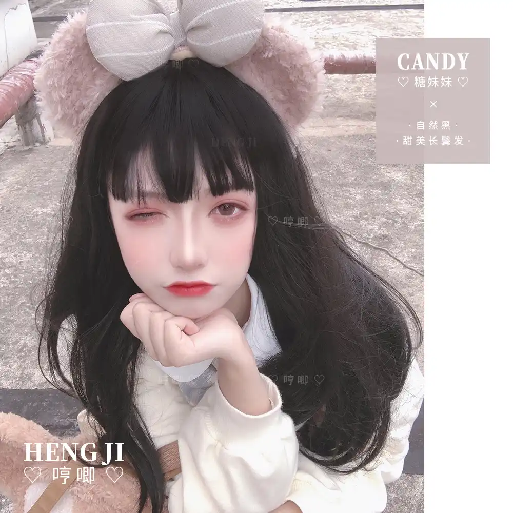 ヘン智かつら女性ロング毛ロリータロリータ天然現実的なネット赤女の子jk顔かわいいlo偽の髪ロリータかつら Costume Accessories Aliexpress
