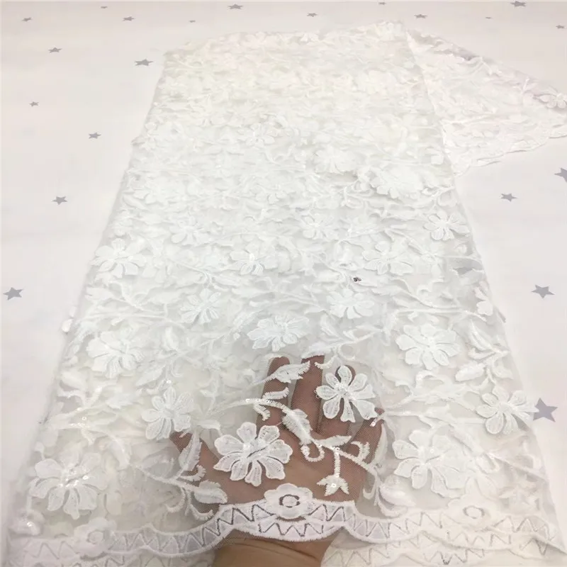 

2021 Latest White Sequins High-End Tulle Shining Lace fabric Luxury Evening Dress French Lace(JZZ-4-21