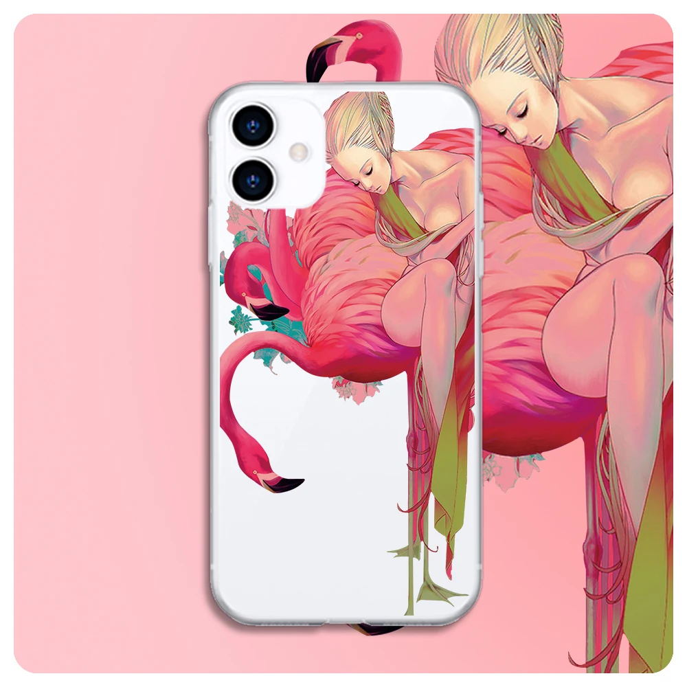 Модный популярный розовый чехол для телефона с рисунком фламинго iPhone 11 MAX XR X