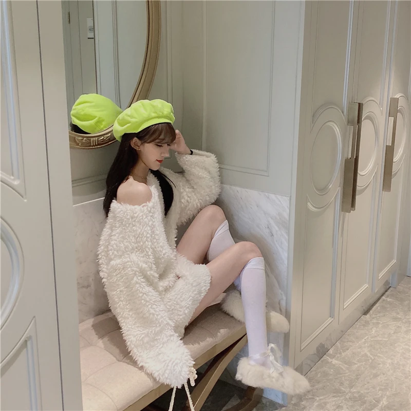 WHITNEY WANG осень зима модная уличная одежда карамельного цвета мягкий флисовый свитер женские толстовки пуловер