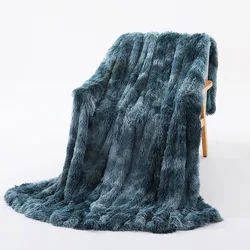 1pcs Tie Dyed Plush Soft Fluffy Travel Chunky Blanket Kids For Winter Double Layer Gift Sofa Rainbow Blanket Lounge Chair Towel