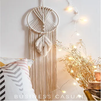 

Bohemian Hand-Woven Cotton Rope Dreamcatcher Indian Fabric Tapestry Wall Hanging Decorative Creative Gift