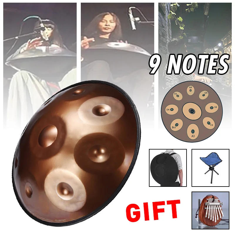 

Upgraded Percussion Drum 9 Notes 432Hz Antique F major D Minor Music Drums Percussion Music Instruments +Bag+Mini Mbira+Stand
