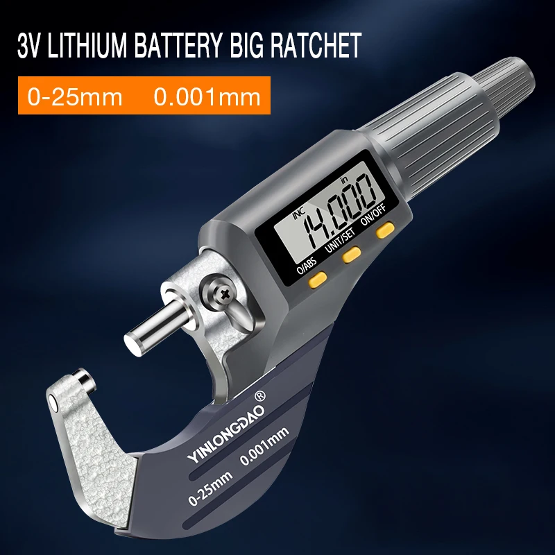 0-25MM 0,001 мм электронный наружный микрометр 0-25 25-50 50-75 мм цифровой микрометр суппорт Калибр метр Твердосплавный Наконечник измерительные инструменты - Цвет: 0-25MM
