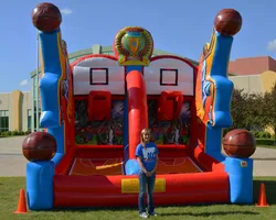 Panier de basket gonflable en pvc et oxford, pour le carnaval, Double sortie pour le terrain de jeu, 4x3m 