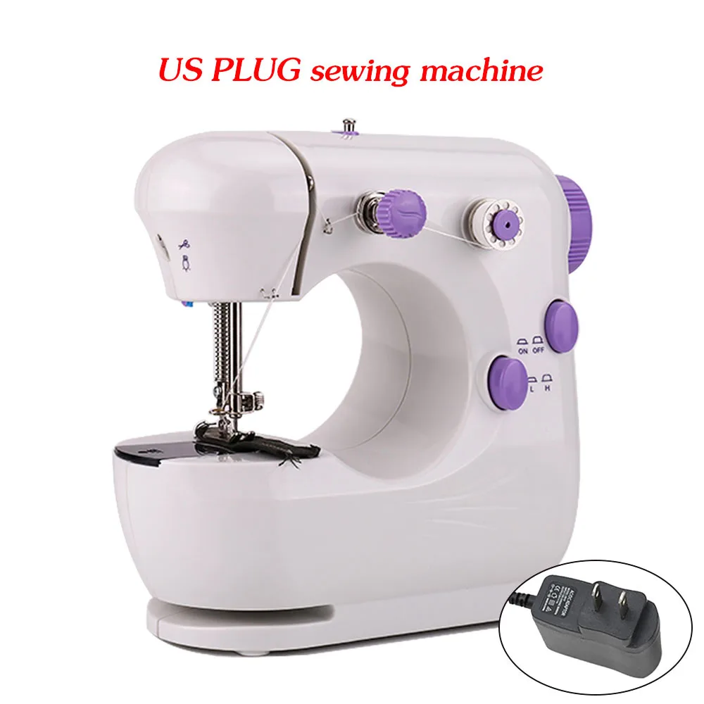 Mini máquina de coser manual portátil costura eléctrica doméstica con luz  nocturna pedal mesa de dos hilos kit simple