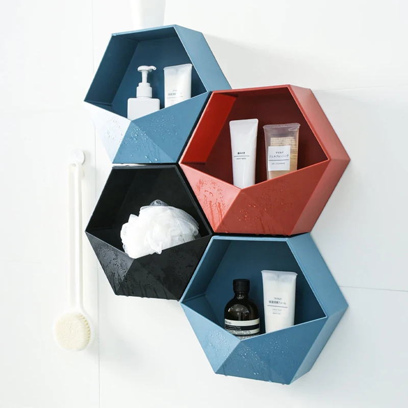 DIY сборный стеллаж для хранения, шестигранный настенный геометрический стеллаж для хранения, плавающая полка, витрина, подвесной цветочный горшок, настенная полка