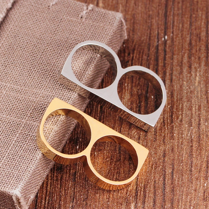 Zhijia кольца на два пальца мужские металлические жесткие кольца для вечерние 2 кольцо на палец бунтарское кольцо восстание Личность ювелирные изделия креативные кольца