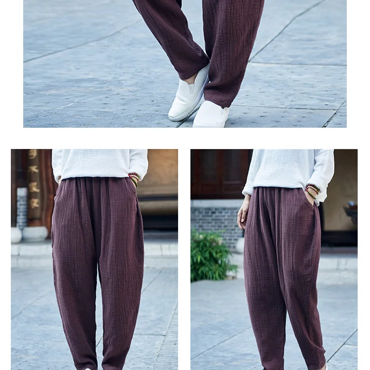 Pantalon femme ete, осенние и летние штаны, свободные штаны-шаровары, хлопковые льняные pantalones mujer verano AE60
