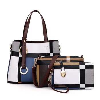

2020 New Arrival Printed Portable Three-Piece Portable Handbag Fashion Plaid Shoulder Crossbody Bag