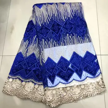

African Lace Fabric 2019 Embroidered Nigerian Laces Fabric Bridal High Quality French Tulle Lace Fabric For Wedding Party Blue