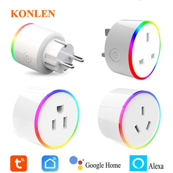 Tuya Smart Life WIFI Socket Power Plug EU US AU UK RGB Scene Switch Light Remote Controller Compatible Google Home Alexa Ifttt