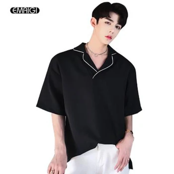 

Men Women Pajamas Style Casual Pullover Shirt Male Streetwear Fashion Short Sleeve White Black Tee Shirts