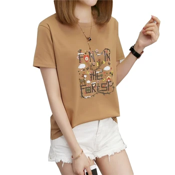 

2020 New Women T-shirts Casual Harajuku Bird print Tops Tee Summer Female T shirt Short Sleeve Loose 5XL T shirt For Women 100KG