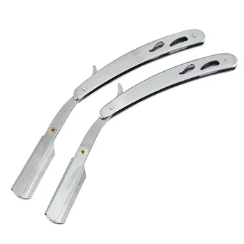 

Men Shaving Barber Tools Hair Razor and Blades Antique Black Folding Shaving Knife Stainless Steel Straight Razor Holder