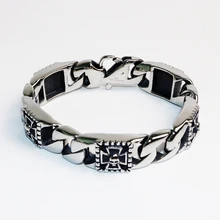 Браслет-цепочка для мужчин, панцирная кубинская цепочка из нержавеющей стали, мужские браслеты шириной 16 мм, крутые аксессуары в виде черепа, ювелирные изделия VB788