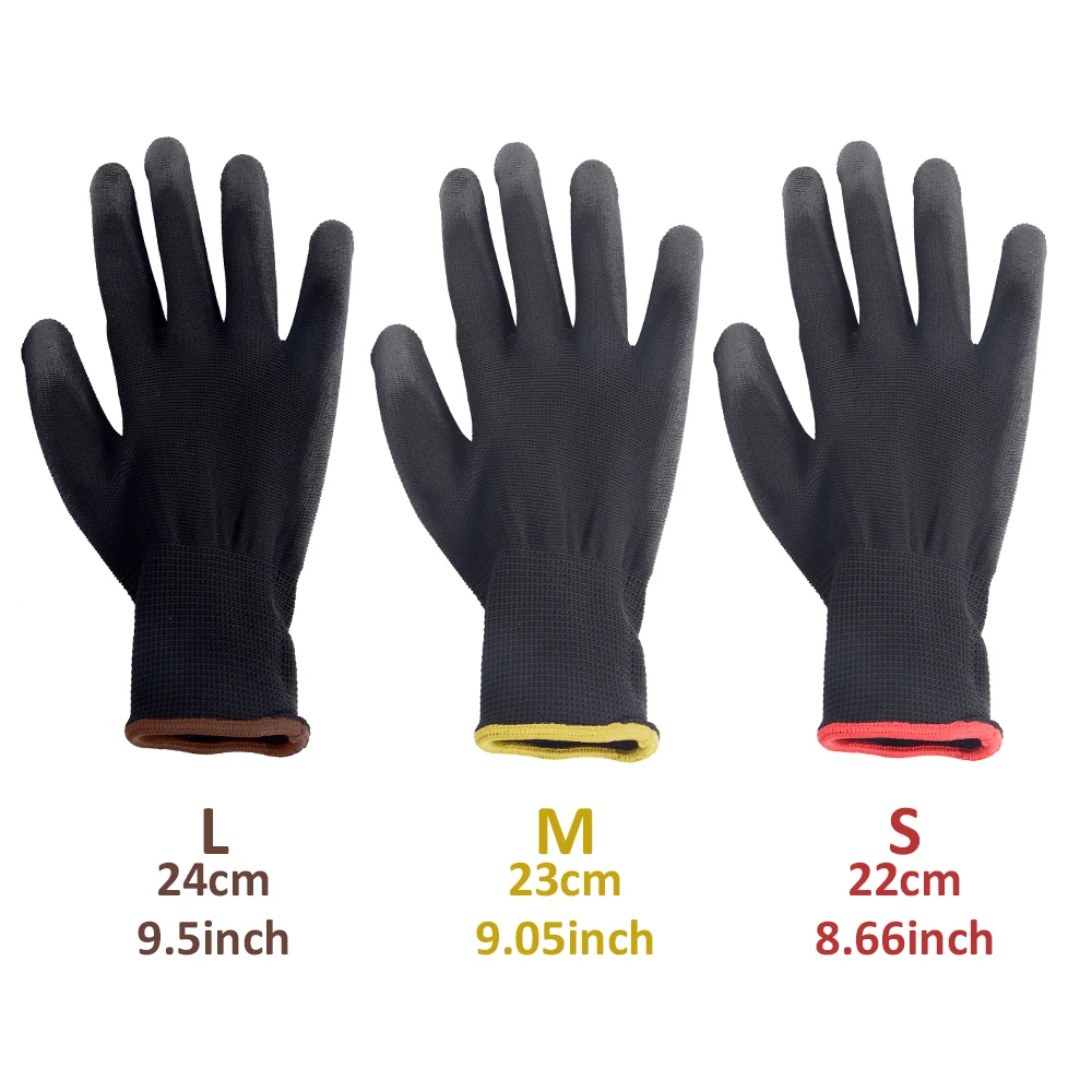 12 Pairs S/M/L Nylon PU Sicherheit Arbeits Handschuhe Builders Grip für Palm Beschichtung Handschuhe Schreiner Wartung arbeiter Liefert – Detail 7