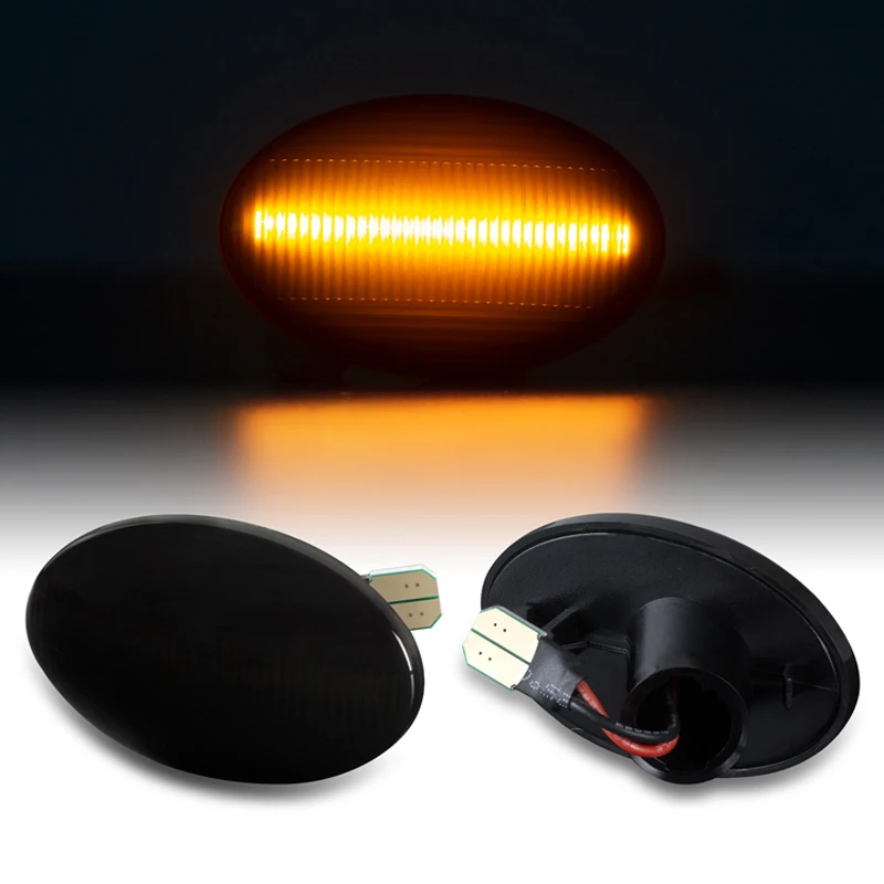 2Pcs Dynamic Amber LED Side Marker Turn Signal Sequential Blinker