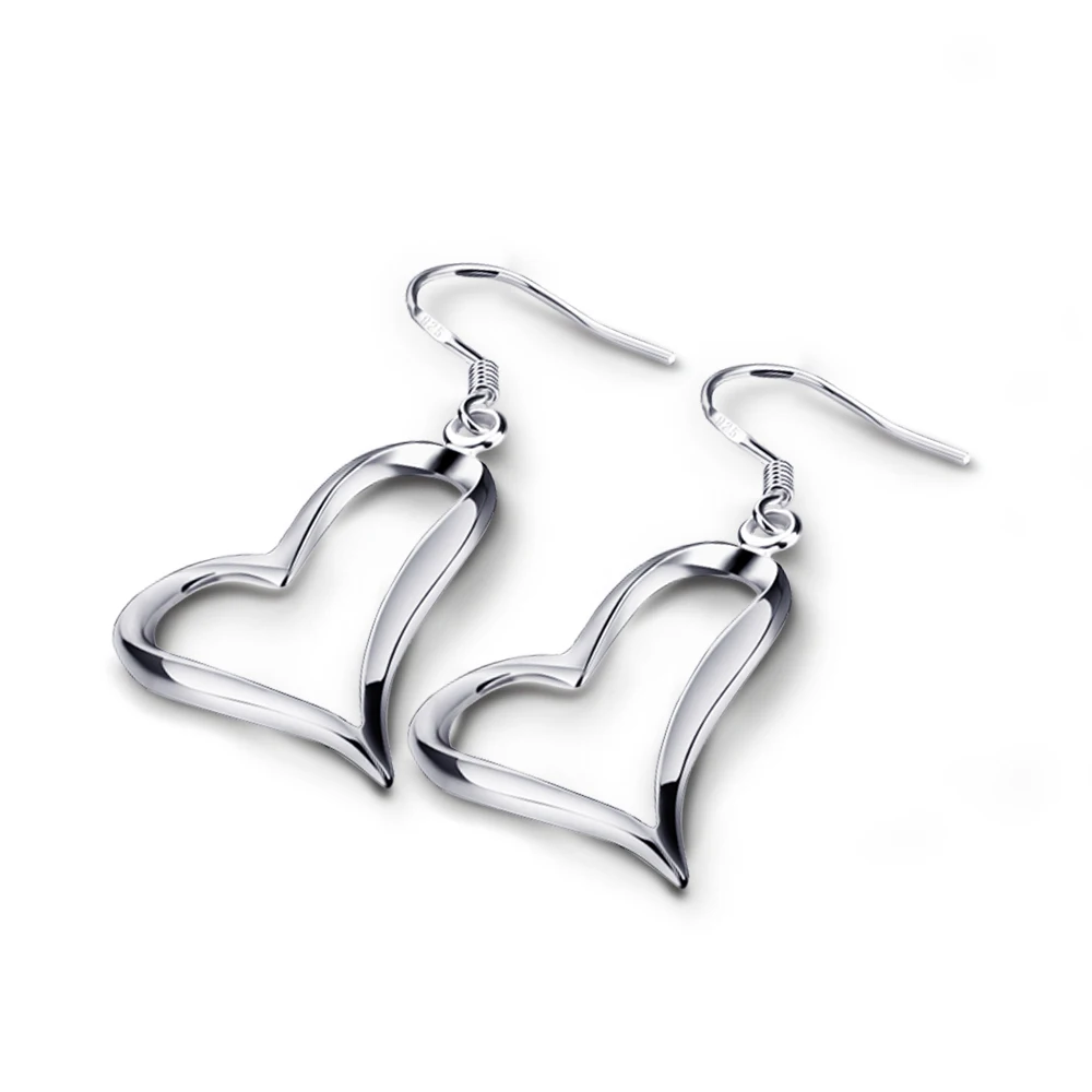 Женские серьги подвески в виде сердца из серебра 925 пробы|pendant fixture|gifts for new yearpendant