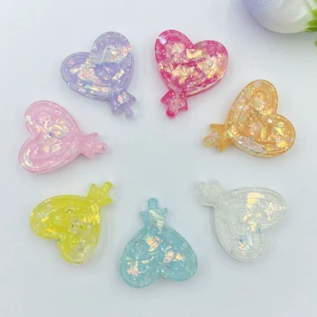 

14pcs New Cute Resin Mixed glitter heart Flatback Cabochon Charm DIY Phone/Craft Decoration Accessories