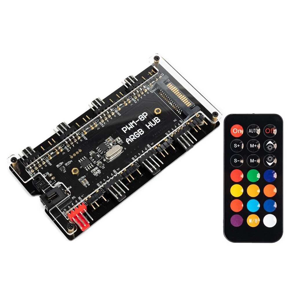 От 1 до 8 Вентилятор Мульти-порт SATA концентратор Питание 12V 4-контактный PWM ARGB