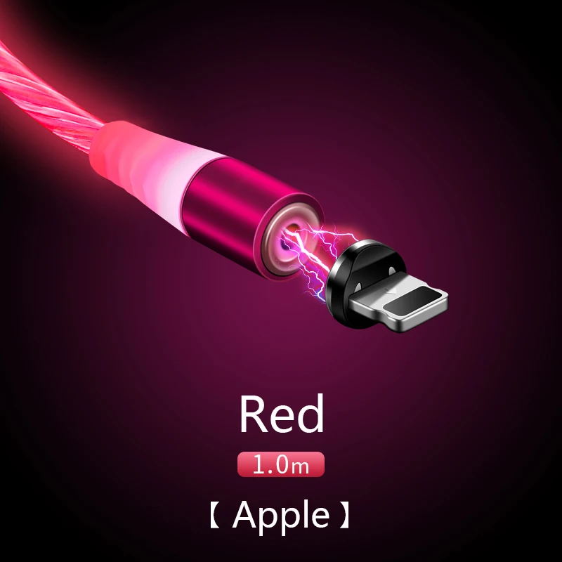 Высококачественный Магнитный кабель Micro usb type C для iPhone Lighting Cable 1 м провод для быстрого заряда type-C Магнитный зарядный кабель для телефона - Цвет: For Apple (Red)