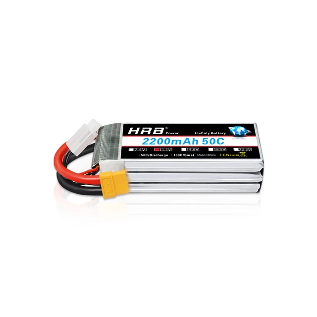 thumbnail image 2 of HRB 2S 7.4V 2200mAh LiPo Battery 50C - 2 Pack With TR Plug, For RC Cars, Helicopters, Boats 2 of 4