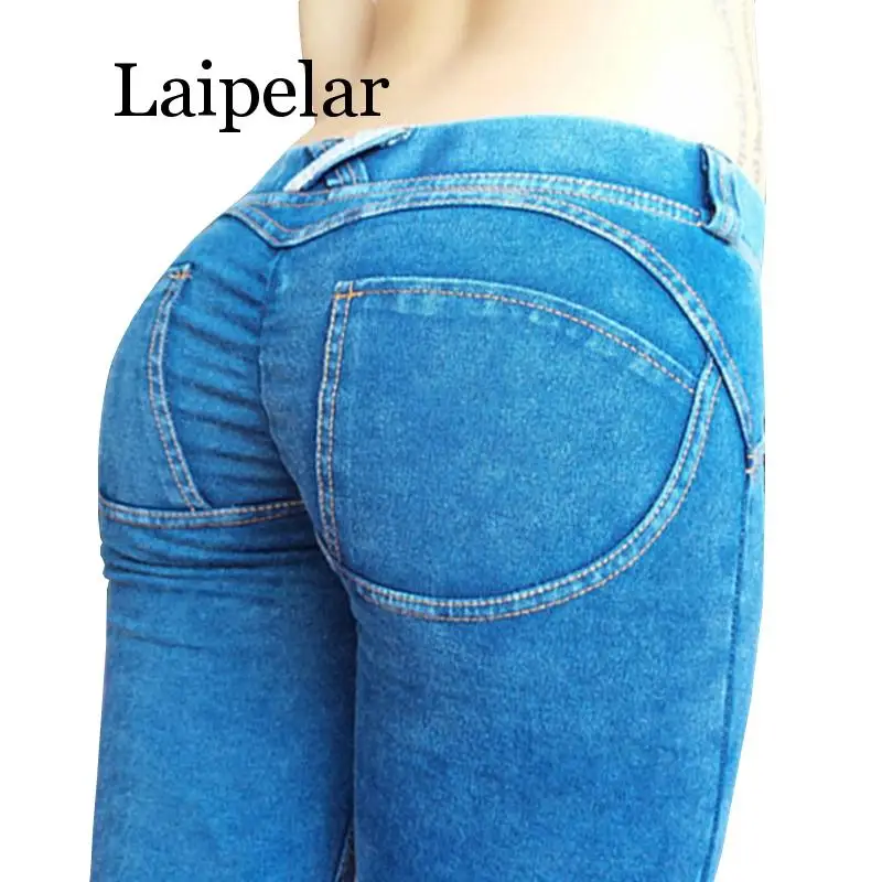 Light blue Обтягивающие джинсы для мамы, женские джинсы с низкой талией, поддельные джинсы с карманами, джинсы для женщин в стиле бойфренд, джинсовые обтягивающие брюки-карандаш - Цвет: Light blue