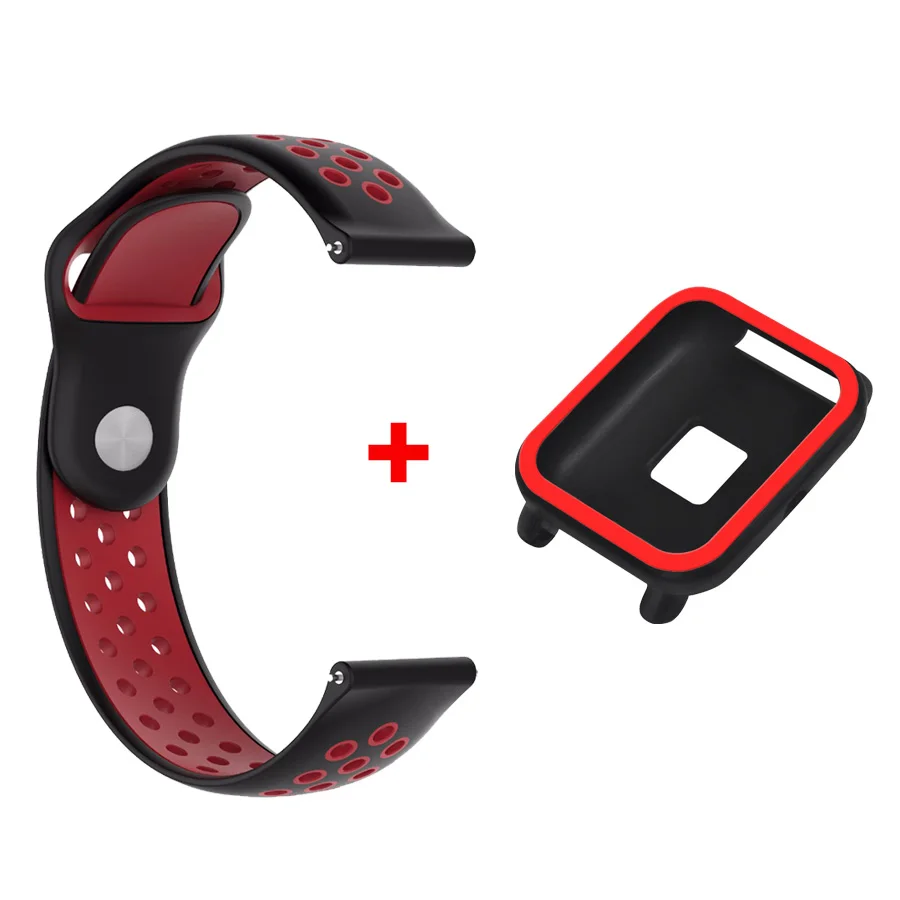 2 в 1 для Amazfit Bip ремешок часы браслет+ ТПУ чехол бампер для Xiaomi Huami Amazfit Bip бит Молодежные Lite аксессуары - Цвет: B