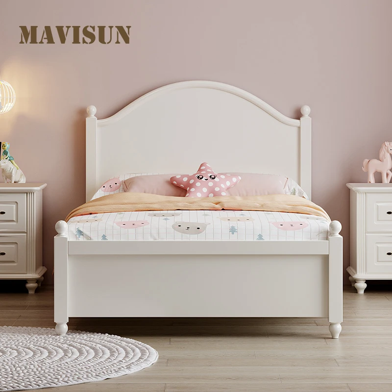 American Solid Wood Children's Bed Girl Princess Bed Single Children's Room Furniture Set 1.5 Meters Girl Princess