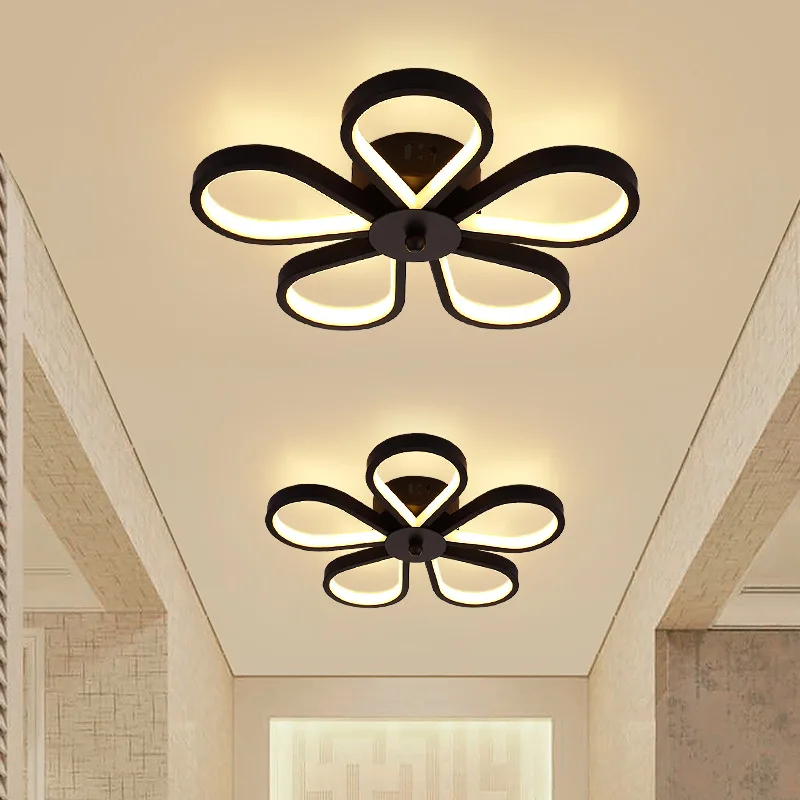 

Nordic Ceiling Lamp White Black Aluminium Flower Shape Surface Mounted LED Ceiling Lights Corridor Entrance Balcony Hallway Deco