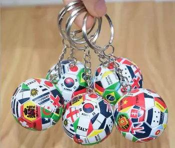 

100pcs/lot National Flag Pattern Football Keychain 3.8cm World Cup Soccer Key Ring Key Chain Bag Pendant Charms Wholesale