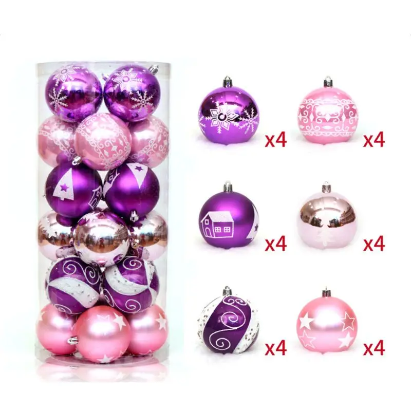 

24 6cm PCS Christmas Ball Ornaments Painted Shatterproof Christmas Decorations