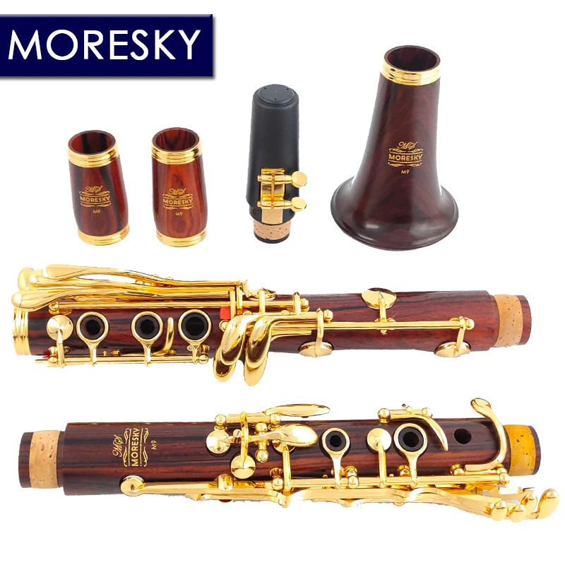 MORESKY Cocobolo Wood Professional Clarinet Bb Redwood Golden Plated Keys Sib Klarnet M9&middot;ES