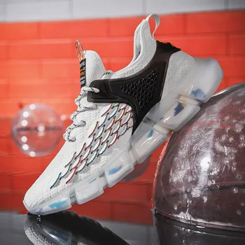

Men's Sports Shoes 2020 Breathable Fish Scales Flying Woven Reflective All-match Particles Running Shoes For Men