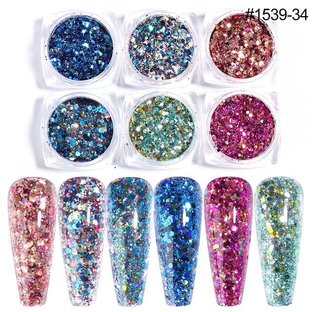 Box Shining Sugar Effect Nail Glitter Powder Laser Candy Nail Art Pigment Flakes Dust Coloful Nail Decor Accessories LA1539-28