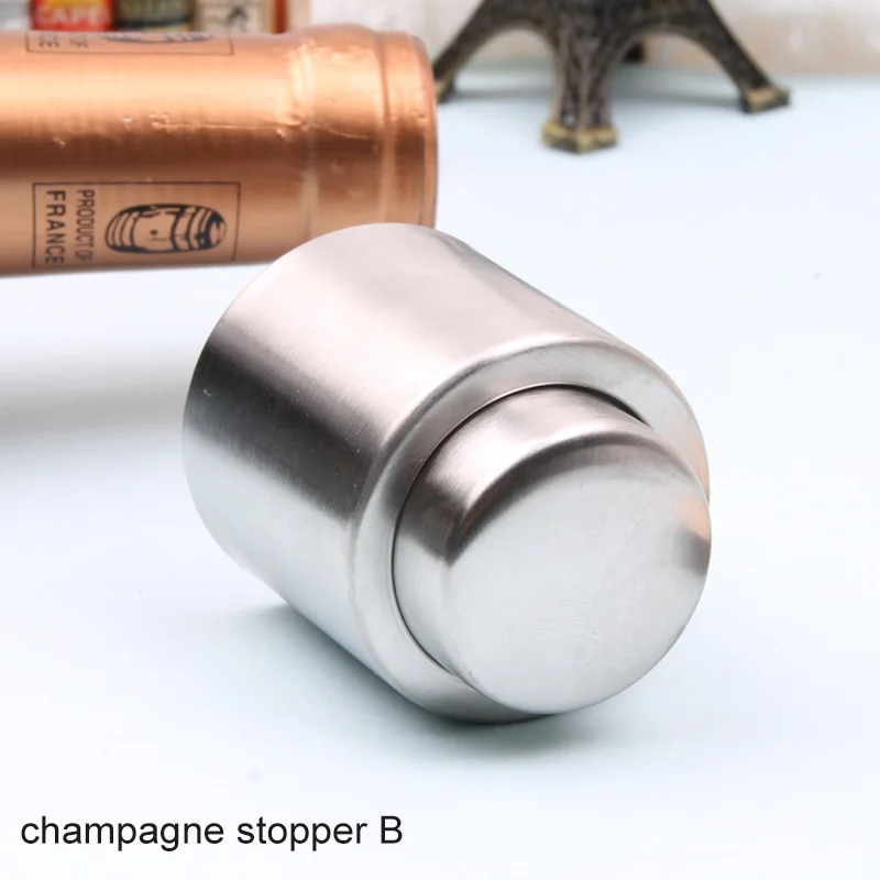 champagne stopper B Пробка для винной бутылки, вакуумный упаковщик из нержавеющей стали, инструменты для шампанского, пробки для красного вина, портативная надувная крышка пуш-типа - Цвет: champagne stopper B