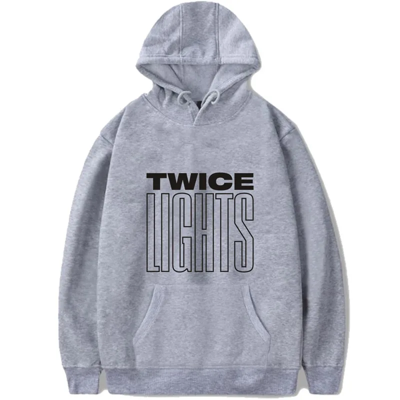 Серый TWICE TWICELIGHTS/толстовка с капюшоном и длинными рукавами, с принтом, Kpop, худи, пуловеры оверсайз, толстовки PG073 - Цвет: Серый