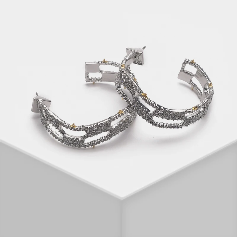 

Circular hollow design fashion shiny drop earrings