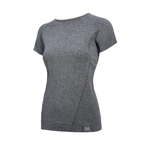 Быстросохнущая стрейчевый облегающий топ для йоги Для женщин Спортивная футболка спортивные майки Фитнес Рубашка Йога футболки женские спортивная верхняя одежда - Цвет: Серый