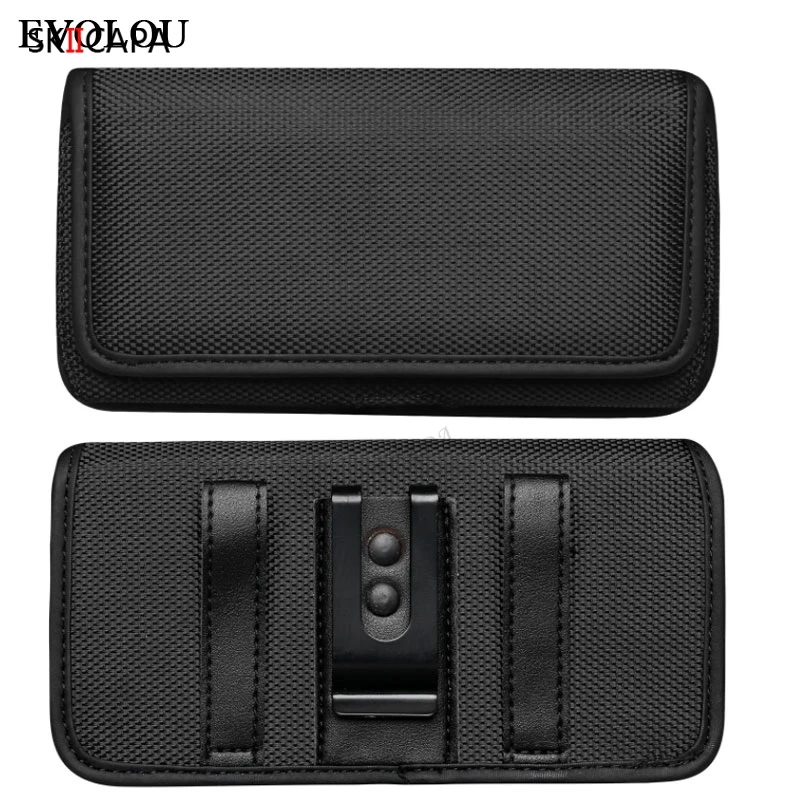 Premium Oxford Cloth Leather Phone Pouch with Belt Clip Holster