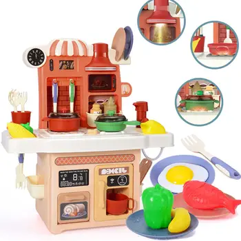 

GloryStar Simulate Kitchenware Kitchen Toys Set Cooking Food Electric Water Spray Education Interaction Toy for Girl Kid