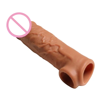 

Reusable condom lube Textured Extender Sleeve screw thread Penis cover Cock Ring dildo sheath Condoms coque Sex Toys for Men